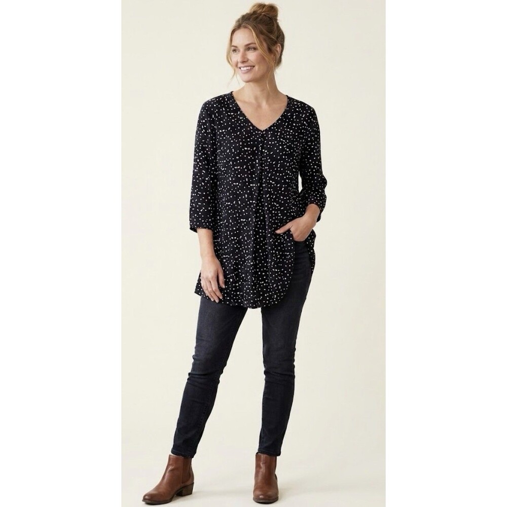 Masai Copenhagen  Black & White Dot  Tunic Top Lagenlook Mixed Print M
